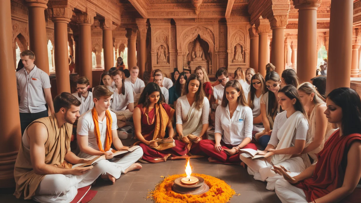 An Ayurvedic practitioner in consultation